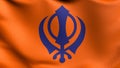 Flag of Sikhism. 3D rendering illustration of waving sign symbol