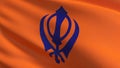 Flag of Sikhism. 3D rendering illustration of waving sign symbol