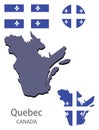 Flag and silhouette of the canadian province of Quebec vector