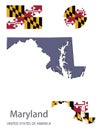 Flag and silhouette of Maryland vector