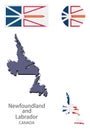 Flag and silhouette of the Newfoundland and Labrador vector