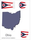 Flag and silhouette of Ohio vector