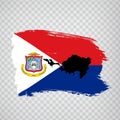 Flag of Sint Maarten from brush strokes. Blank map Sint Maarten. Netherlands. High quality map and flag for your web site design,