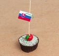 Flag of slovakia on cupcake Royalty Free Stock Photo