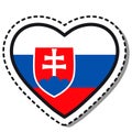 Flag Slovakia heart sticker on white background. Vintage vector love badge. Template design element. National day. Royalty Free Stock Photo