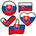 Flag of Slovakia  in the shape of Button, Heart, Like, Check mark, flat style, symbol of love for his country, patriotism, icon Royalty Free Stock Photo