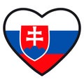 Flag of Slovakia in the shape of Heart with contrasting contour, symbol of love for his country, patriotism, icon for Royalty Free Stock Photo