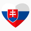 Flag of Slovakia in the shape of Heart, flat style, symbol Royalty Free Stock Photo