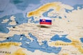 The Flag of Slovakia in the World Map Royalty Free Stock Photo