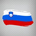 Flag Slovenia from brush strokes and Blank map Republic of Slovenia. High quality map Slovenia and flag on transparent background