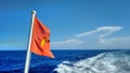 Flag of the socialistic republic of Vietnam on a ferry Royalty Free Stock Photo