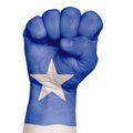 Flag Of Somalia on hand with clenched fist gesture