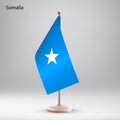 Flag of Somalia hanging on a flag stand.