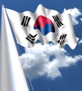 The flag of South Korea is called Taegeukgi. It is white and has yin-yang in its center. The yang red symbol means light and hea