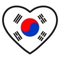 Flag of South Korea in the shape of Heart with contrasting