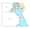 flag of South Sinai on map of Egypt Governorates