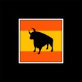 Flag of Spain coloured sticker with bull silhouette Royalty Free Stock Photo