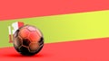 Flag of Spain with metal soccer ball, national soccer flag, soccer world cup, football european soccer, american and african