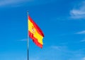 Flag of Spain waving in the wind in a sunny day Royalty Free Stock Photo