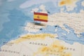 The Flag of spain in the world map Royalty Free Stock Photo