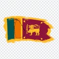 Flag Sri Lanka From Brush Strokes And Blank Map Sri Lanka. High Quality Map Of Sri Lanka And Flag On Transparent Background.
