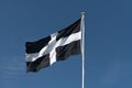 Flag of St Piran patron saint of Cornwall