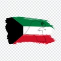 Flag State of Kuwait from brush strokes and Blank map of Kuwait. High quality map Kuwait and flag on transparent background
