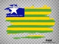 Flag of State Piaui from brush strokes. Federal Republic of Brazil. Flag Piaui on transparent background for your web site design,