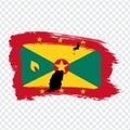 Flag of Grenada from brush strokes and Blank map High quality map Grenada and flag on transparent background