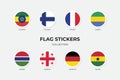 Flag Stickers of Ethiopia, Finland, France, Gabon, Gambia, Georgia, Germany and Ghana