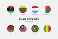 Flag Stickers of Libya, Lithuania, Luxembourge, Madagascar, Malawi, Malaysia, Maldives, Mali