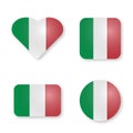 Italia, flag stickers, vector illustration