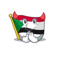 Flag sudan character in cartoon shape devil