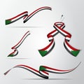 Flag of Sudan. 1st of January. Set of realistic wavy ribbons in colors of sudanese flag. Independence day. National