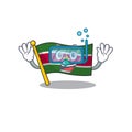 Flag suriname character with diving cartoon shape