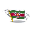 Flag suriname character with waving cartoon shape
