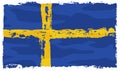 Flag of Sweden. Drawing of state flag in grunge style. National flag. Vector