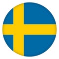 Flag of Sweden round icon, badge or button. Swedish national symbol. Template design, vector illustration