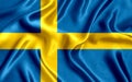 Flag of Sweden silk close-up Royalty Free Stock Photo