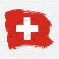 Flag Switzerland from brush strokes and Blank map Switzerland . High quality map of Switzerland and flag on transparent backgroun Royalty Free Stock Photo