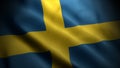 Close up waving flag of Sweden. Flag symbols of Sweden.