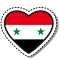 Flag Syria heart sticker on white background. Vintage vector love badge. Template design element. National day.