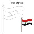 Flag of Syria. Sketch. Color the flag according to the given example. Vector illustration. Coloring book for children.