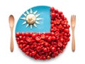 Flag of Taiwan made of tomato and salad