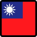 Flag of Taiwan in the shape of square with contrasting contour, social media communication sign, patriotism, a button