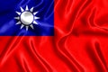 Flag of Taiwan silk close-up Royalty Free Stock Photo