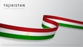 Flag of Tajikistan. Realistic wavy ribbon with Tajik flag colors. Graphic and web design template. National symbol