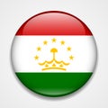 Flag of Tajikistan. Round glossy badge