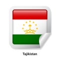 Flag of Tajikistan. Round glossy badge sticker