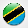 Flag of Tanzania. Round glossy badge